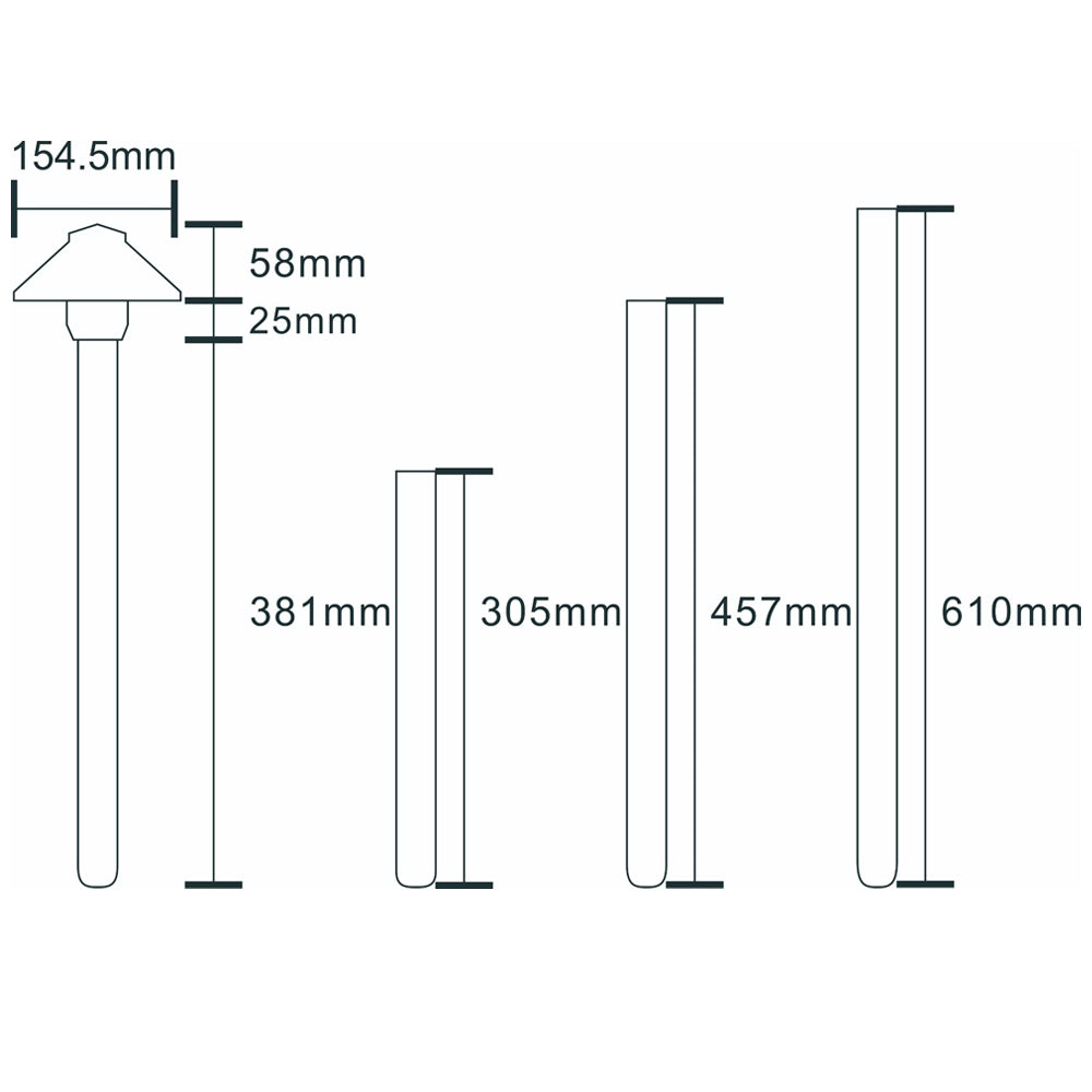 Pro Light Club Brass Medium Shaded Path Light