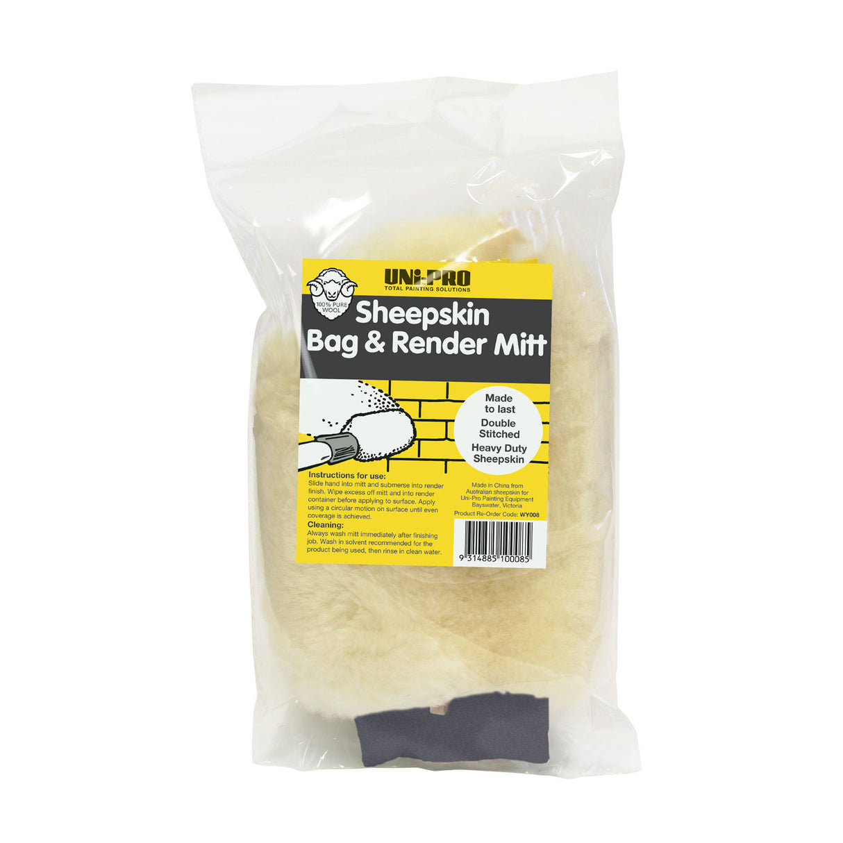 UNi-PRO Sheepskin Render Mitt No Thumb With Arm Guard